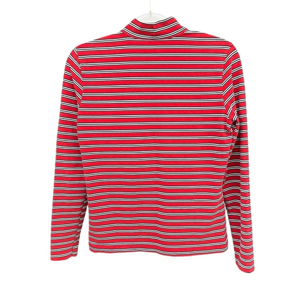 Vintage Gap Stripe Mock Neck Long Sleeve Top 90s Red Black White Stretch Large - Picture 2 of 8